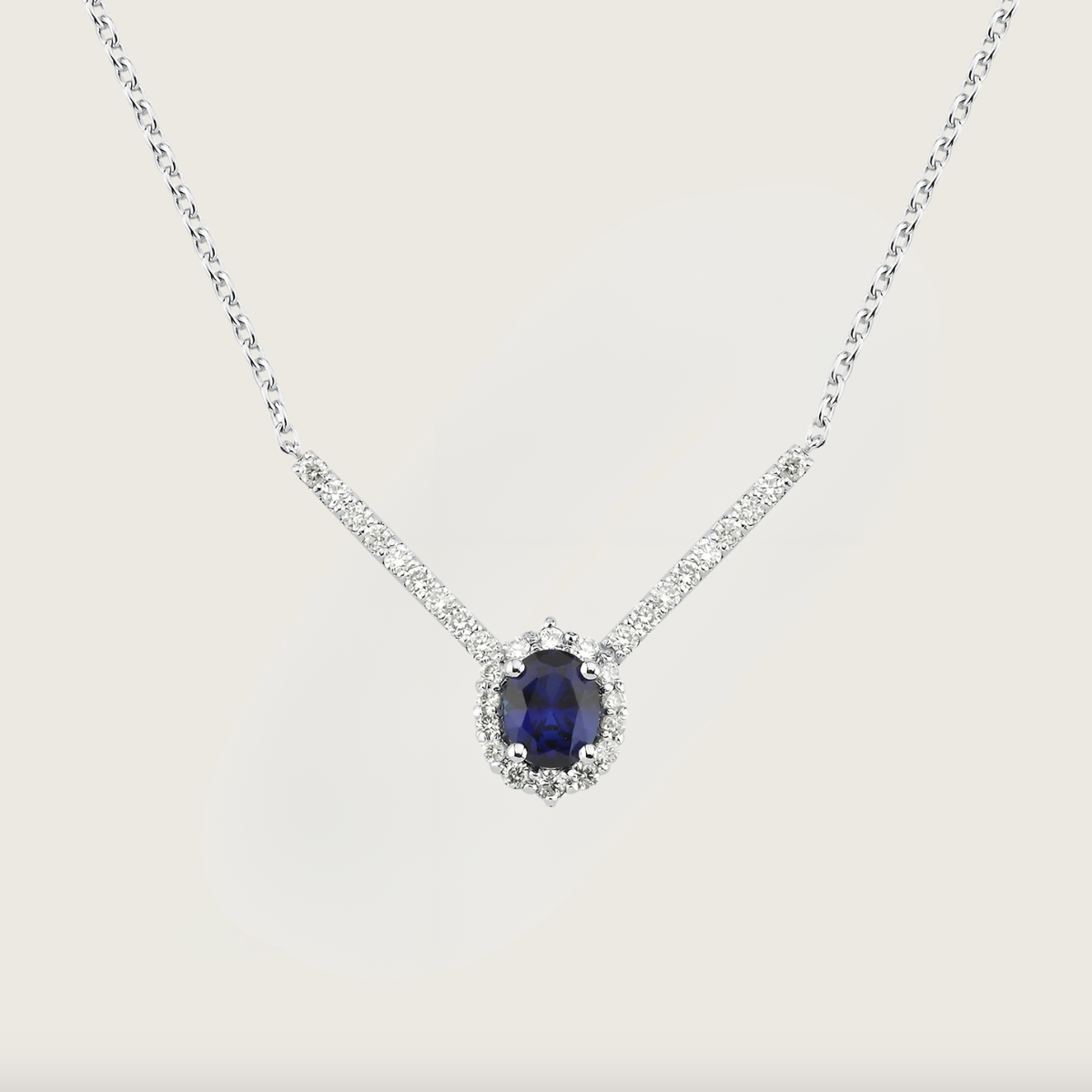 Aurora Mavisi Safir Pırlantalı Beyaz Altın Kolye