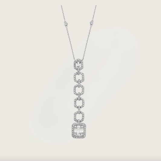 Zincir Işıltısı Beyaz Altın Pırlanta Kolye