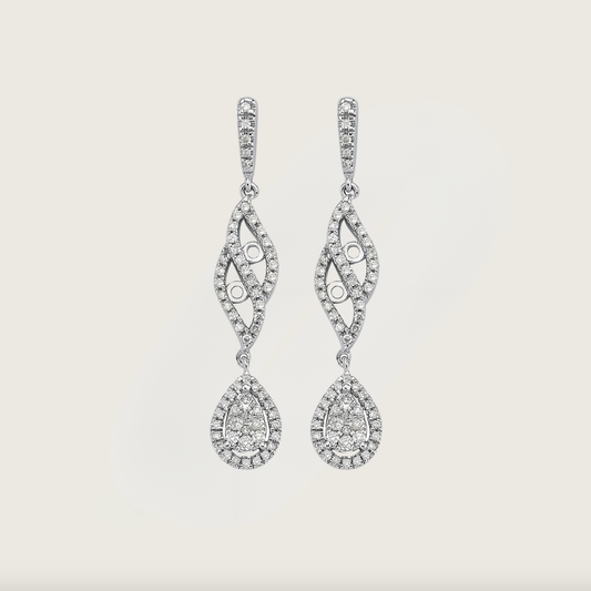 Ebedi Işıltı Beyaz Altın Damla Pırlanta Küpe