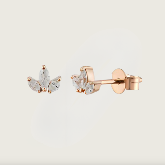 Lale Zarafeti Roz Altın Markiz Pırlanta Küpe