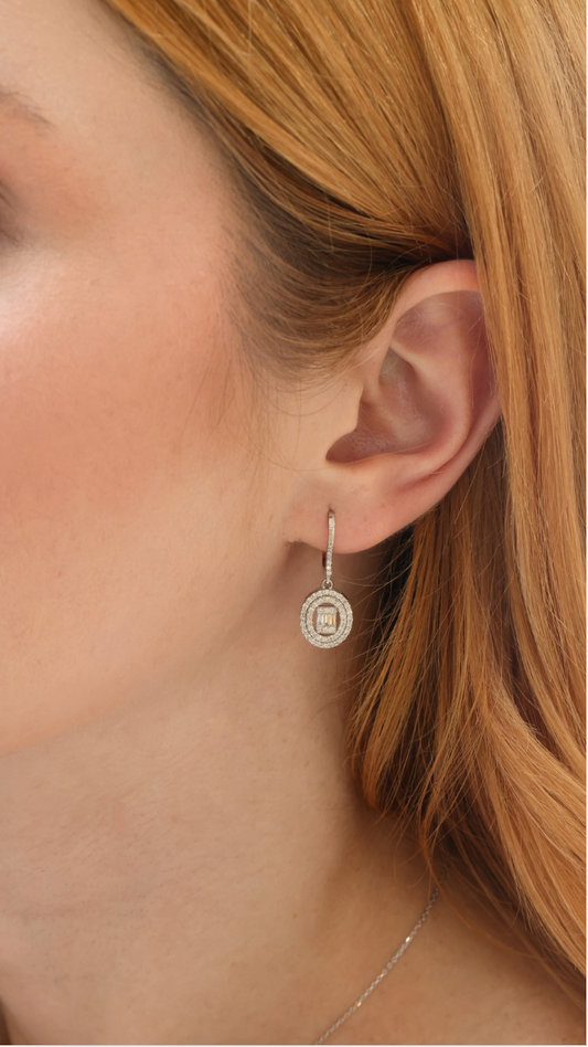 Aurora Baguette Beyaz Altın Pırlanta Küpe