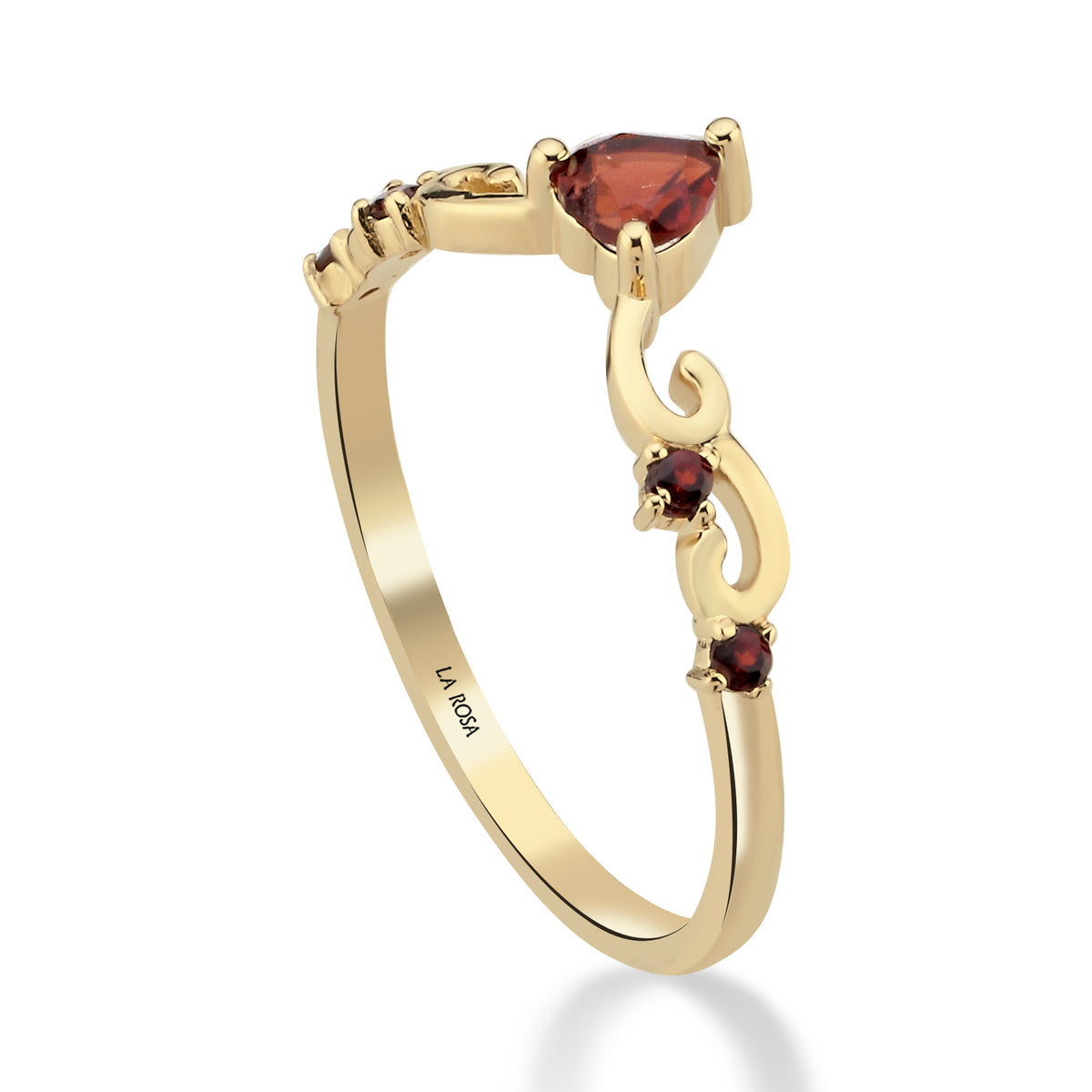 La Rosa Garnet Tutkusu Minimal Altın Yüzük