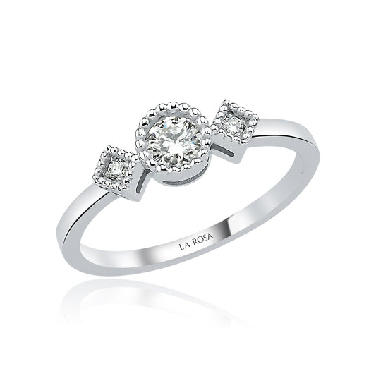 Üçlü Zarafet Beyaz Altın Pırlanta Yüzük