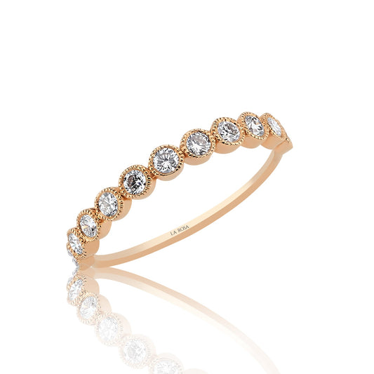 Yuvarlak Işıltı Pırlanta Rose Altın Yüzük