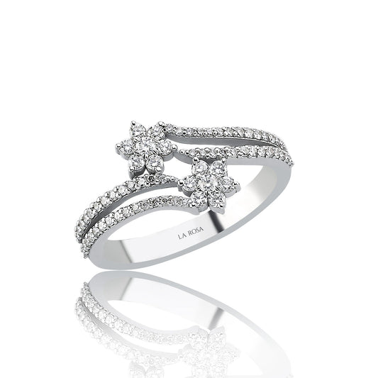 İkili Floral Işıltı Pırlanta Yüzük