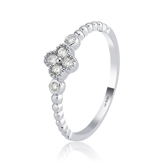 Yonca Zarafeti Beyaz Altın Pırlanta Yüzük