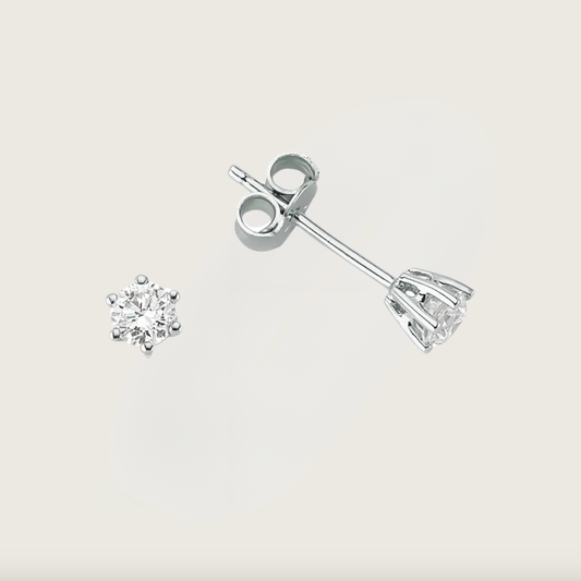 Mini Işık Beyaz Altın Tektaş Pırlanta Küpe