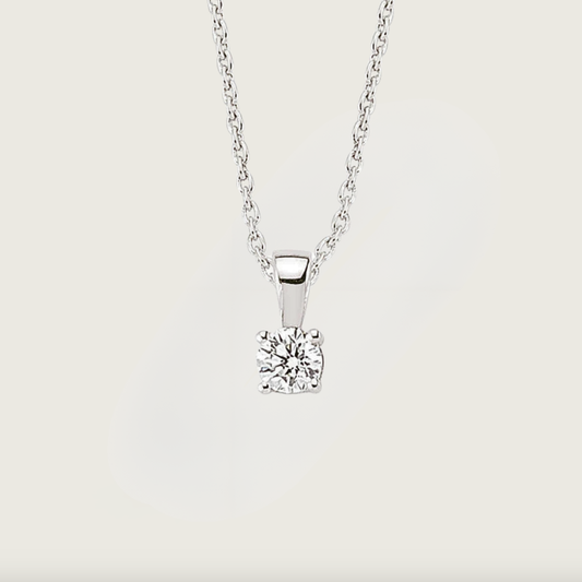 Beyaz Altın Pırlanta Işıltısı Tektaş Kolye