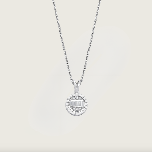 Yuvarlak Baget Parıltı Pırlanta Kolye