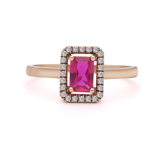 Romantik Yakut Emerald Kesim Rose Altın Yüzük