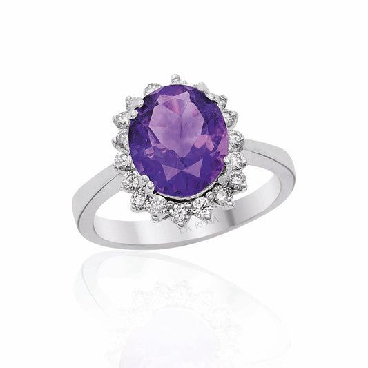 Anturaj Ametist Zarafeti Pırlanta Yüzük