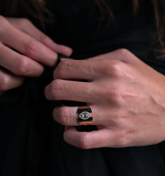 Markiz Baget Pırlanta Altın Yüzük