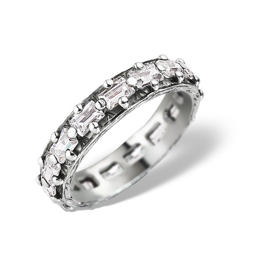 Yıldız Zerafeti Baget Kesim Beyaz Altın Tamtur Yüzük