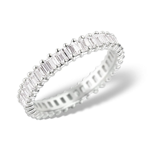 Işıltılı Yıldız Baget Kesim Beyaz Altın Tamtur Yüzük