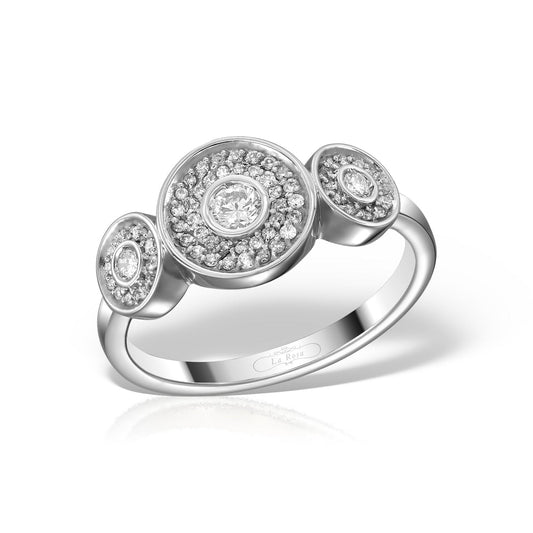 Üçlü Halo Beyaz Altın Pırlanta Yüzük