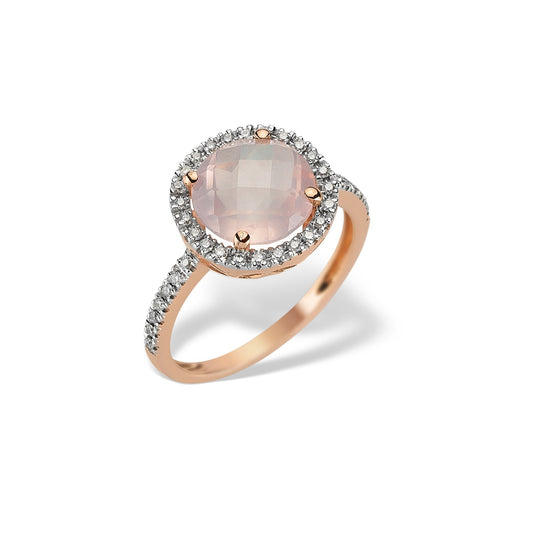 Rose Işıltısı Kuvars ve Pırlanta Yüzük
