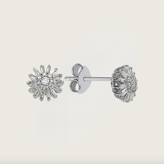 Güneş Işığı Beyaz Altın Küpe