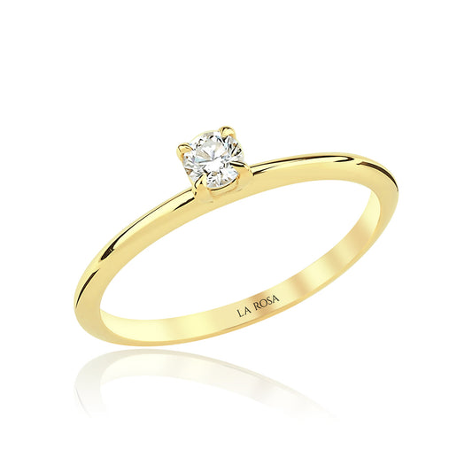 0.16ct Tektaş Pırlanta Minimal Altın Yüzük