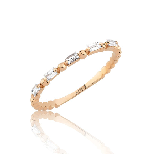 Rose Altın Baget Pırlanta Yüzük