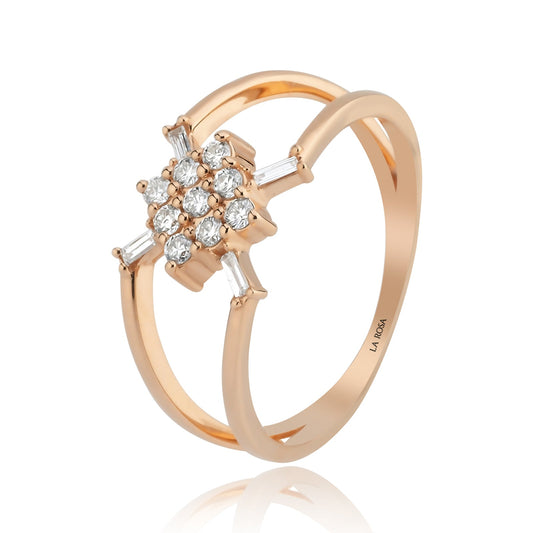 Rose Altın Geometrik Pırlanta Yüzük