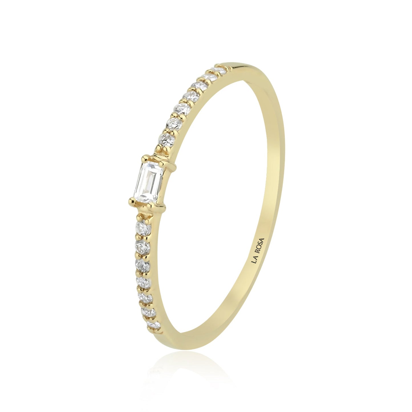 Zarafet Sarısı Baget Pırlanta Altın Yüzük