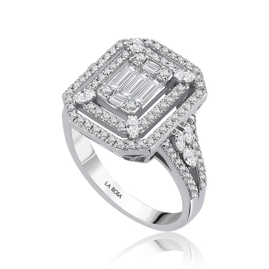 İkili Yuva Baget Pırlanta Yüzük