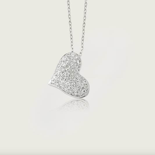 Kalp Işıltısı Beyaz Altın Kolye