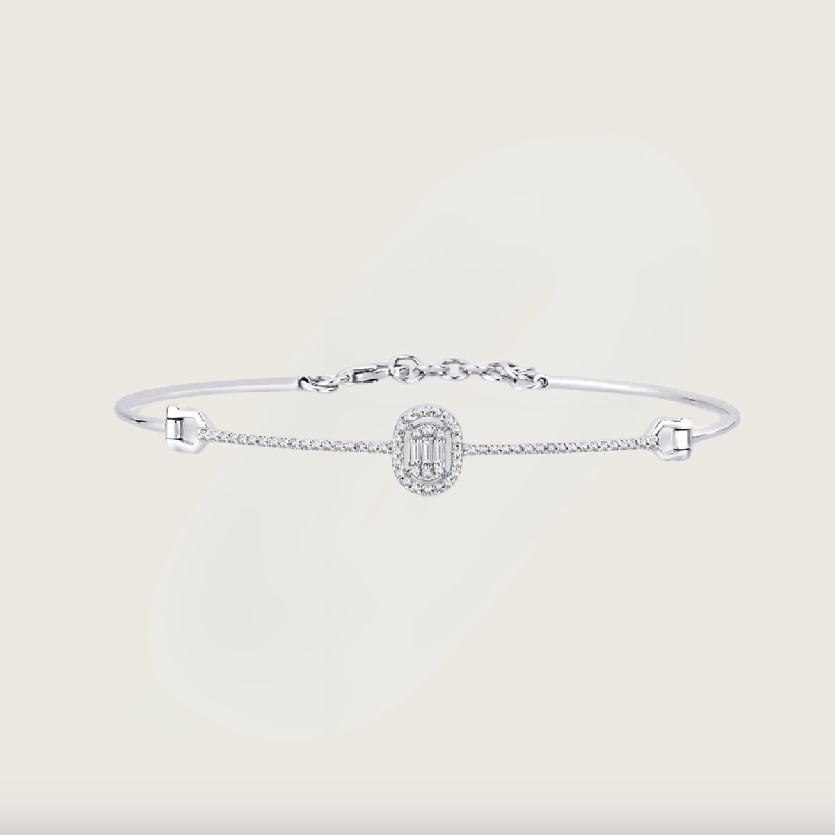Oval Işıltı Beyaz Altın Pırlanta Bileklik