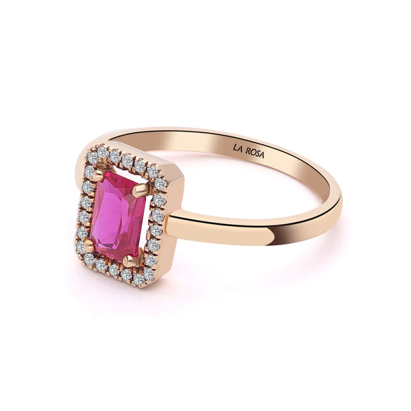 Romantik Yakut Emerald Kesim Rose Altın Yüzük