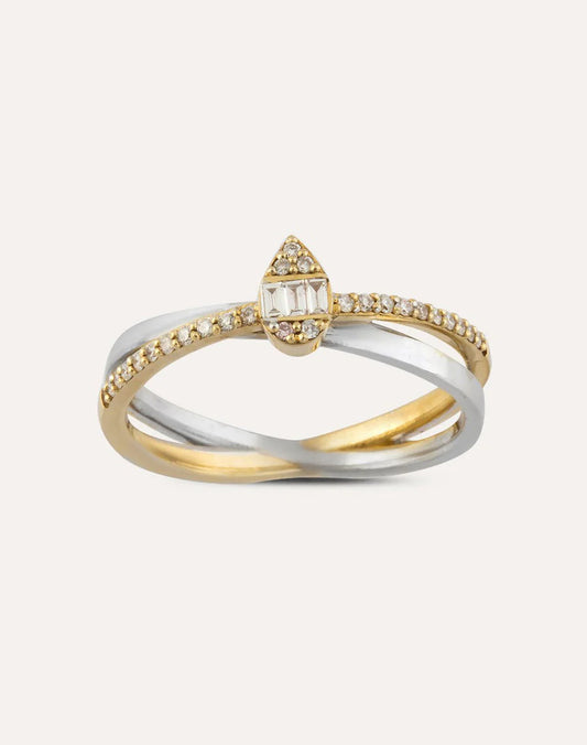 Golden Drop Baget Pırlanta Yüzük