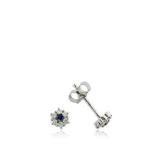 Artemis'in Safir Işıltısı Beyaz Altın Pırlantalı Küpe