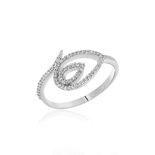 Spiral Elegans Beyaz Altın Pırlanta Yüzük
