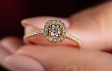 0.18ct Halo Işıltılı Pırlanta Altın Yüzük