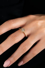 0.18ct Halo Işıltılı Pırlanta Altın Yüzük